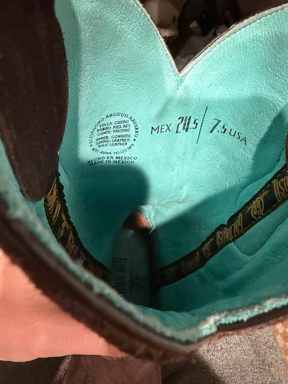 Brown Suede Western Cowboy Boots with Embroidery - Picture 6 of 8